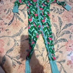 Little Sleepies Green and Pink Footies One Piece